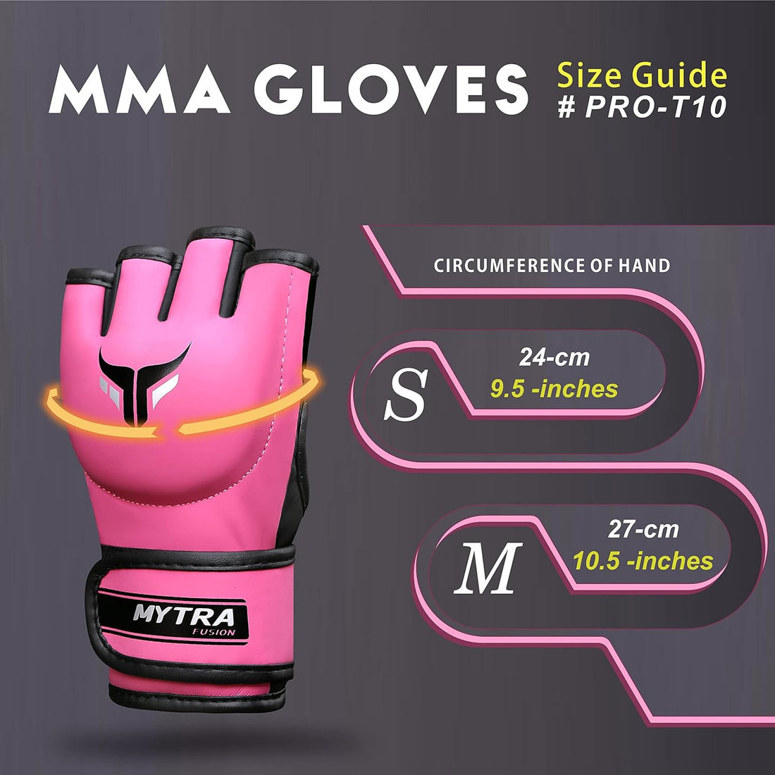 Mytra Fusion Pro T-10 MMA Gloves 4-OZ  Women Hybrid MMA Training Gloves