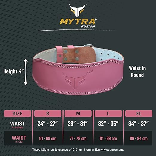 Mytra Fusion Weight Lifting Belt Women Gym Belt 7MM Thick and 4" wide 100% Real Leather ladies weight lifting belt, weightlifting belt for women, power lifting belt women, gym lifting belt