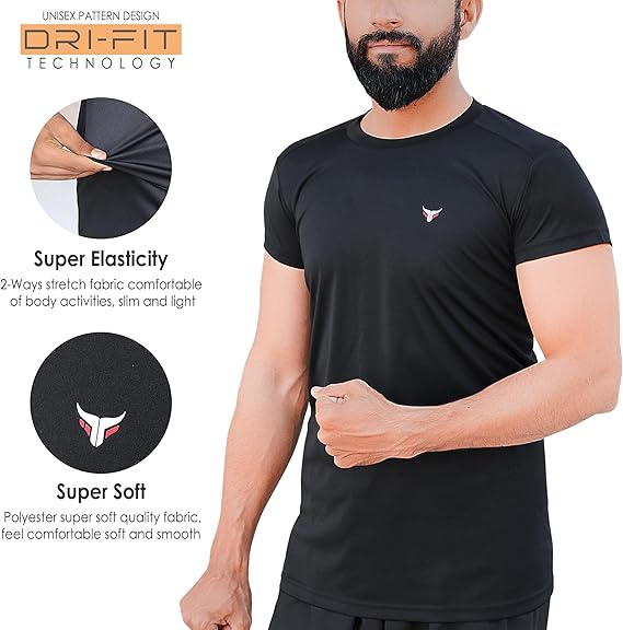 Gym T-Shirt - Lightweight & Breathable Black Workout Shirt