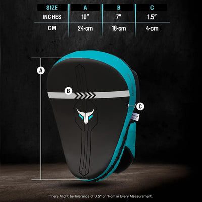 Curved focus pad  mytra fusion Turquoise size chart