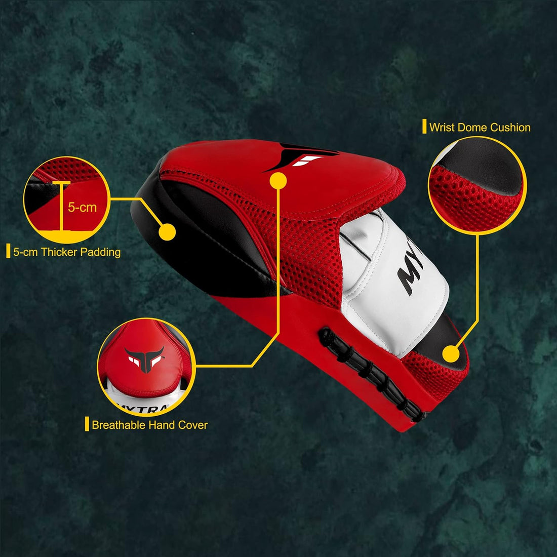 Mytra Fusion Focus Pads - Hard core Curved Boxing Mitts for Training