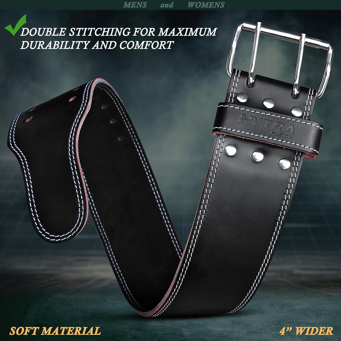 Mytra Fusion Gym Belt - Genuine Leather Weightlifting Belt