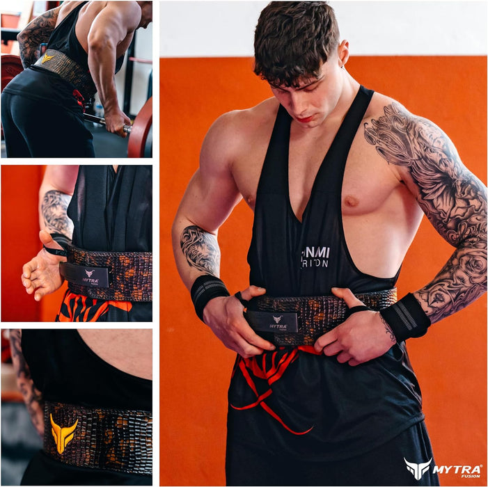 Mytra Fusion weight lifting belt Real leather weightlifting belt With Lever workout belt for Men & Women Powerlifting Belt, lever belt powerlifting, bodybuilding belt