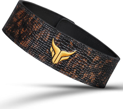 Powerlifting Belt L-7 Crocodile Skin Leather, 4" Wide, 3D stitched logo