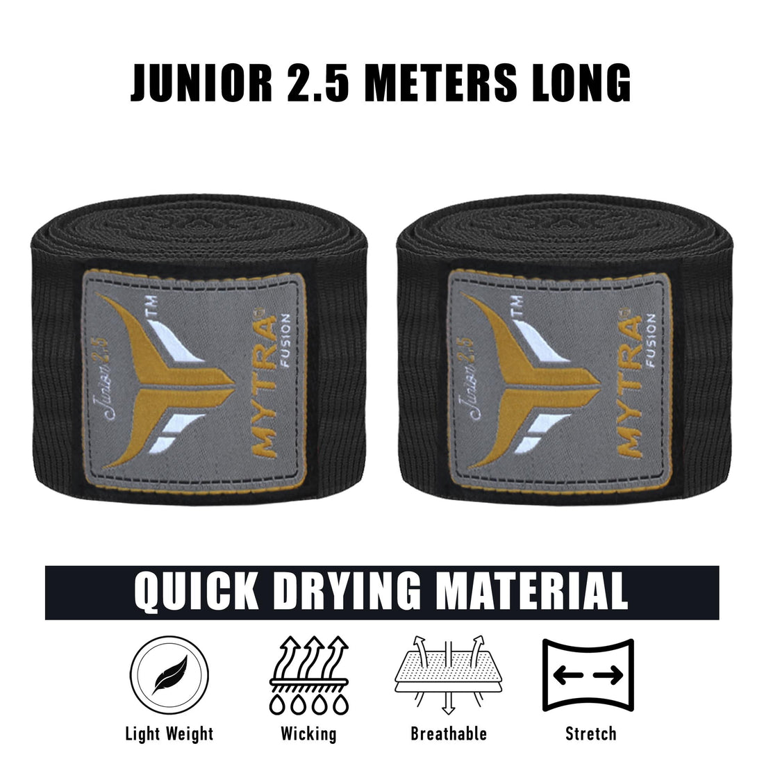 Mytra Fusion Kids Hand Wraps – 2.5-Meter Boxing and Training Wraps