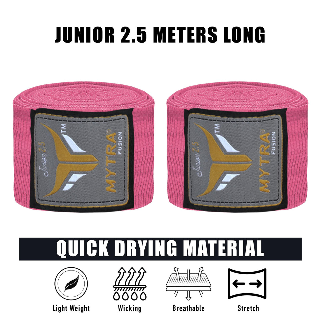 Mytra Fusion Kids Hand Wraps – 2.5-Meter Boxing and Training Wraps