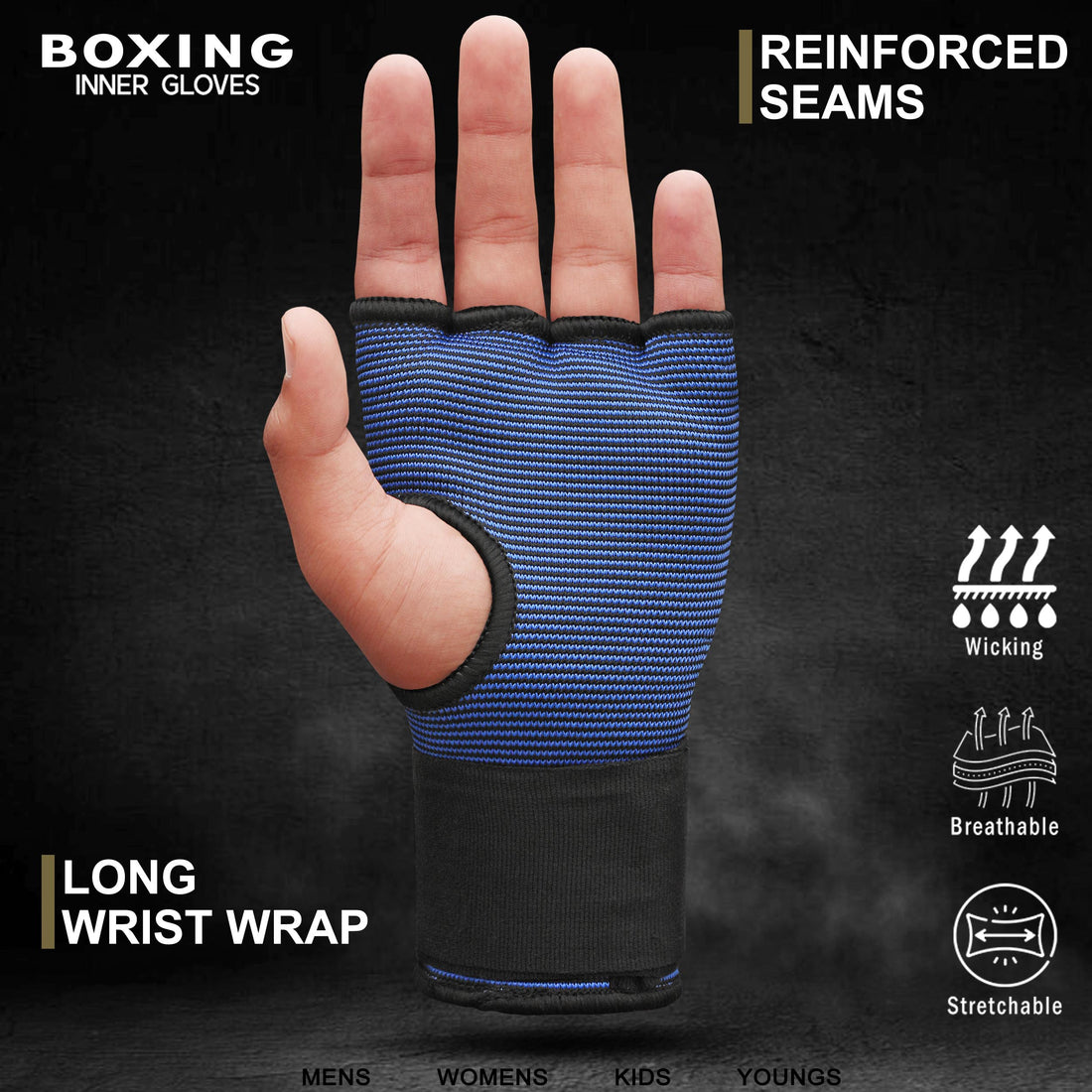 Mytra Boxing Inner Gloves 4K - Gel Padded With Long Wrist Strap