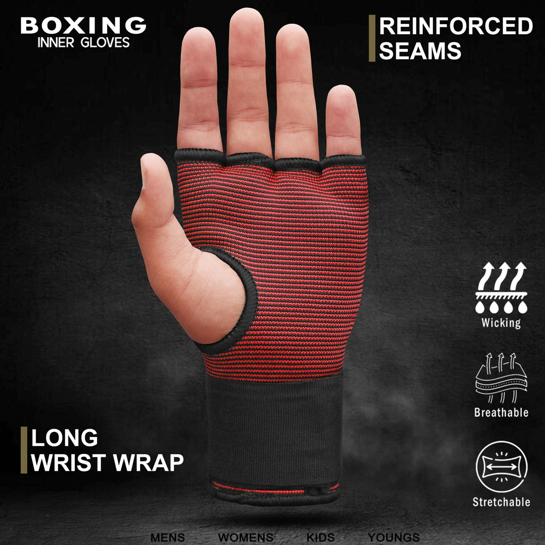 Mytra Boxing Inner Gloves 4K - Gel Padded With Long Wrist Strap