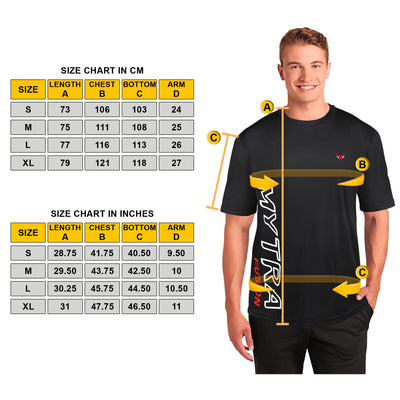  Gym t-shirt mytra fusion black color size chart