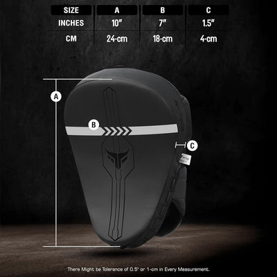 Curved focus pad  mytra fusion Black size chart