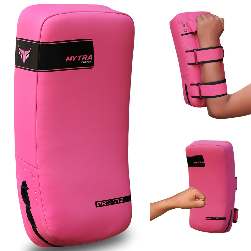 Mytra Fusion Thai Pad Pro T-10 - Curved Kick Pads For Kickboxing & Martial Arts